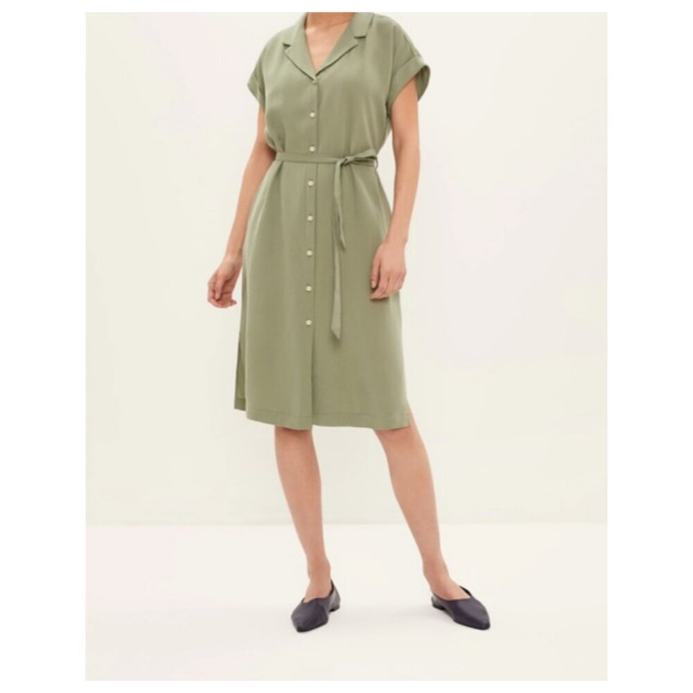 Frank & Oak Textured Camp Collar Midi Shirt Dress Button Down Up Front Casual XL - Picture 5 of 14
